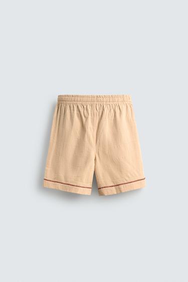SHORT RELAXED FIT JACQUARD BRODÉ - Sable de Zara - Image 7