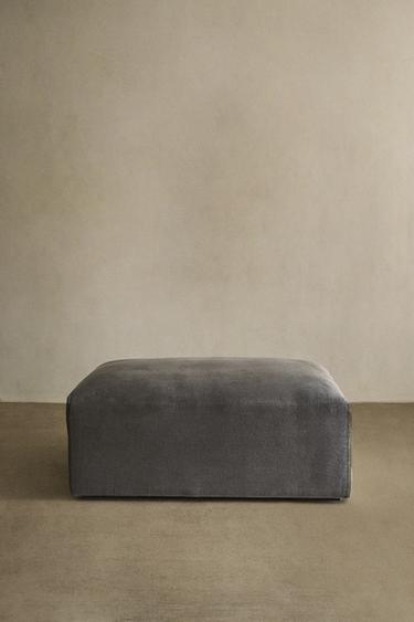 WASHED LINEN POUF - Dark grey by Zara