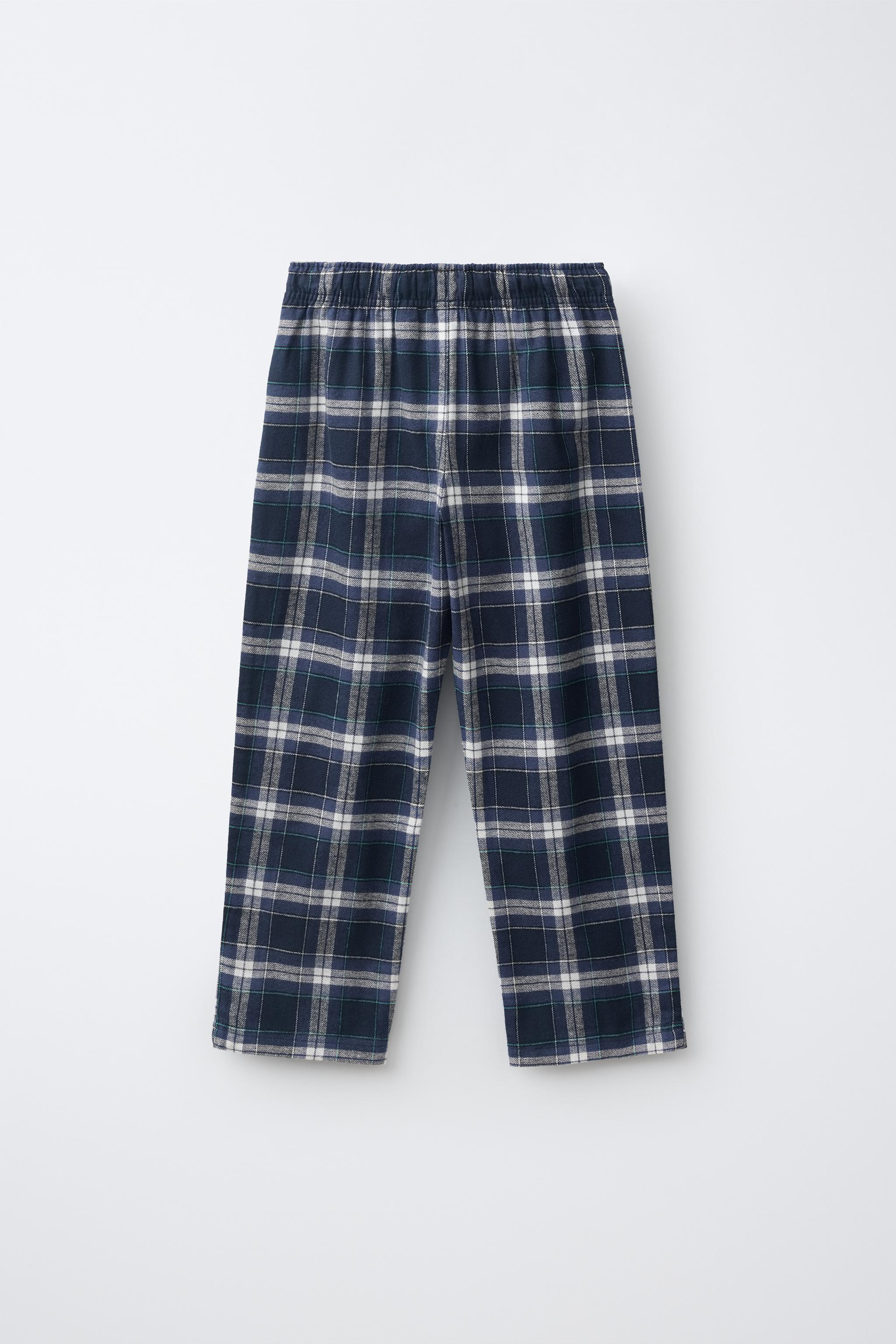 6-14歳/ チェック柄パジャマ - ブルー | ZARA Japan / 日本