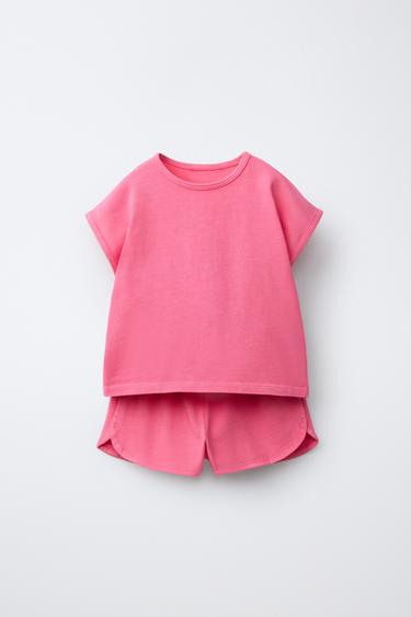 PLAIN T-SHIRT AND BERMUDA SHORTS SET - Coral by Zara