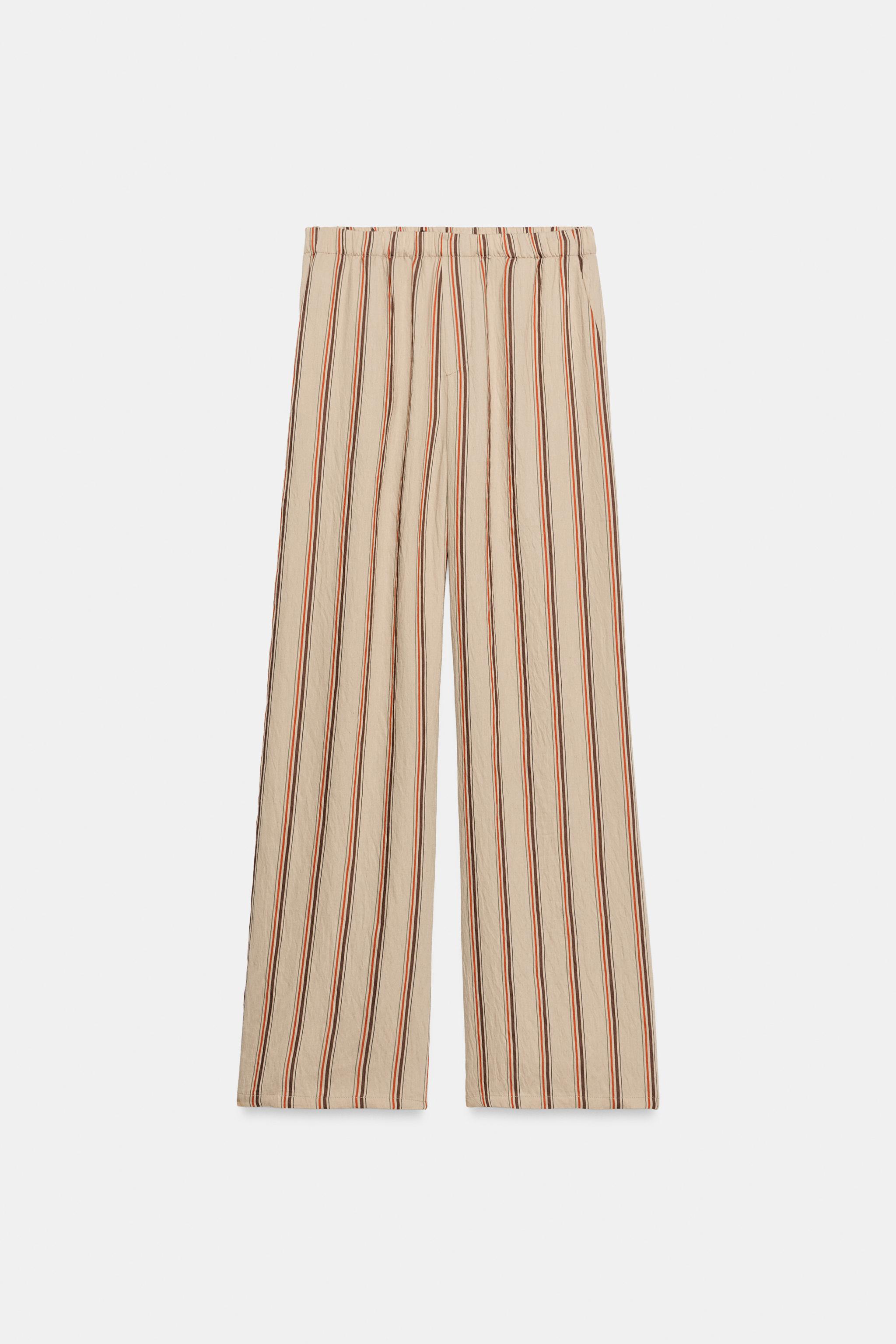 Женские брюки Zara STRIPED FLOWY PANTS — фото 5