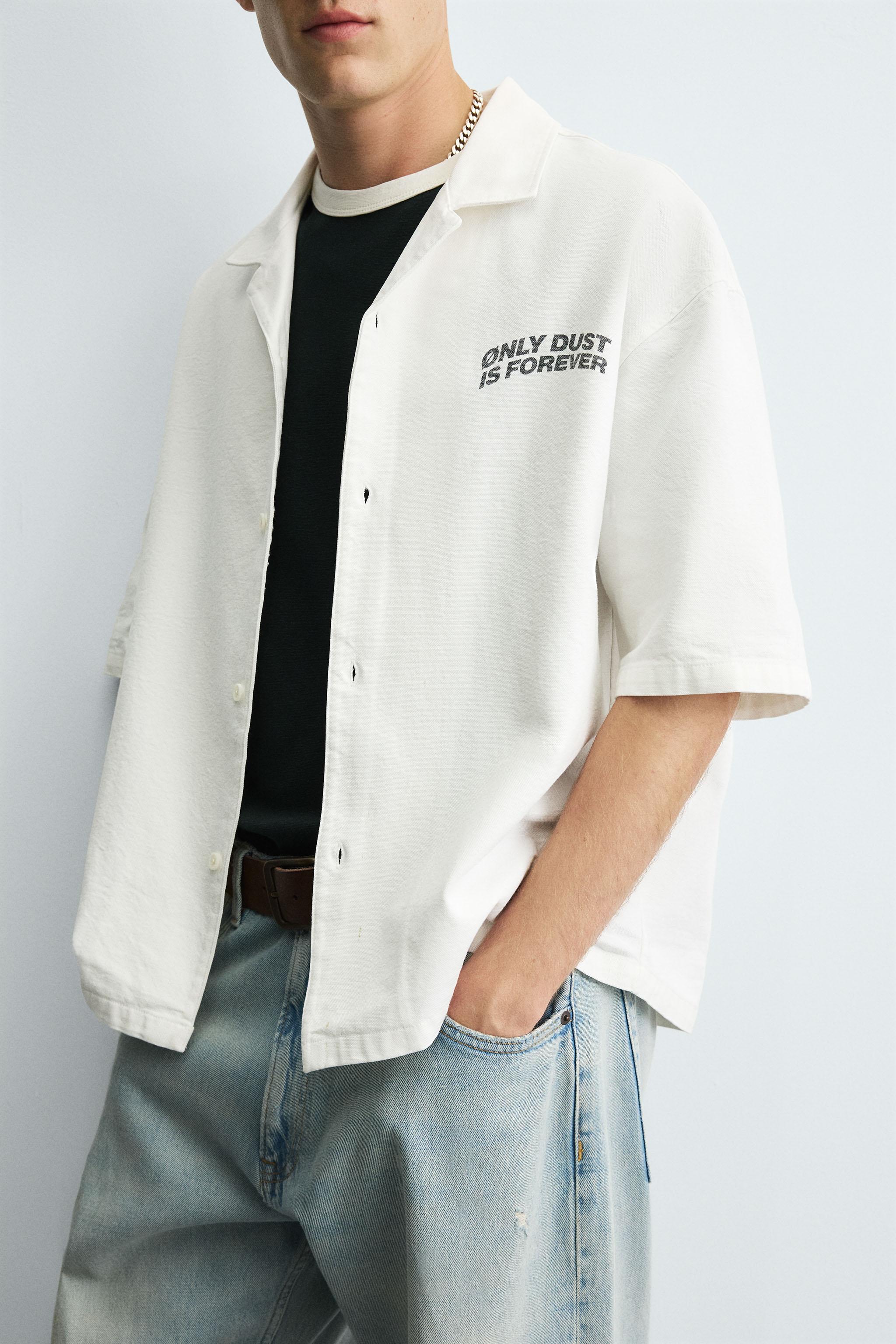 TEXTURED PRINT SHIRT - White | ZARA United States