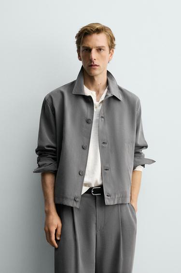 SURCHEMISE FLUIDE COUPE BOXY - Gris taupe de Zara