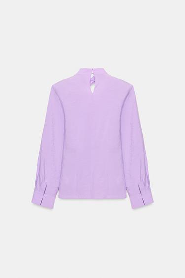 FLOWING SHOULDER-PAD BLOUSE - Mauve by Zara - Image 8