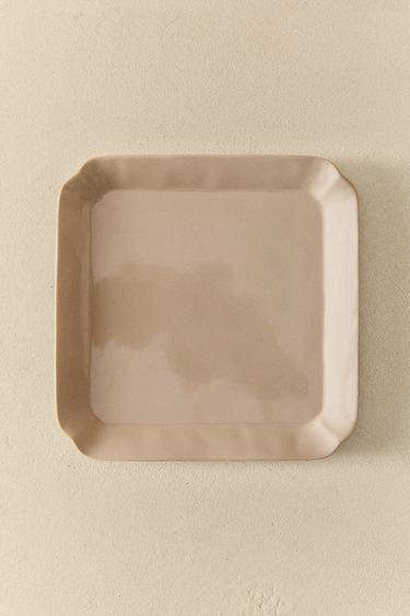Zara SQUARE STONEWARE TRAY - 灰色 / 米色