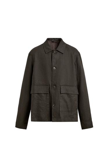 100% LINEN OVERSHIRT - Brown by Zara