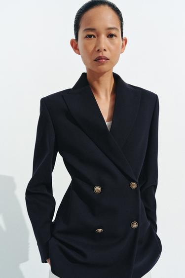 FITTED BUTTONED BLAZER ZW COLLECTION - Dark navy by Zara