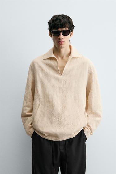 CAMISA CANGURO JACQUARD - Crudo de Zara