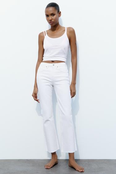 JEAN TRF CROPPED FLARE TAILLE HAUTE - Blanc de Zara