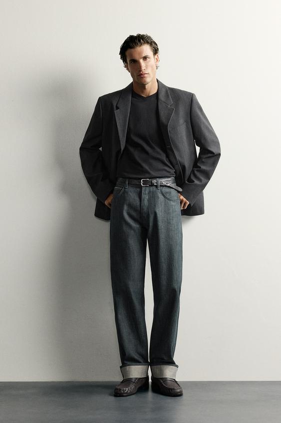 STRAIGHT-FIT-JEANS MIT UMGESCHLAGENEM SAUM - Blau / Grau von Zara - Bild 0