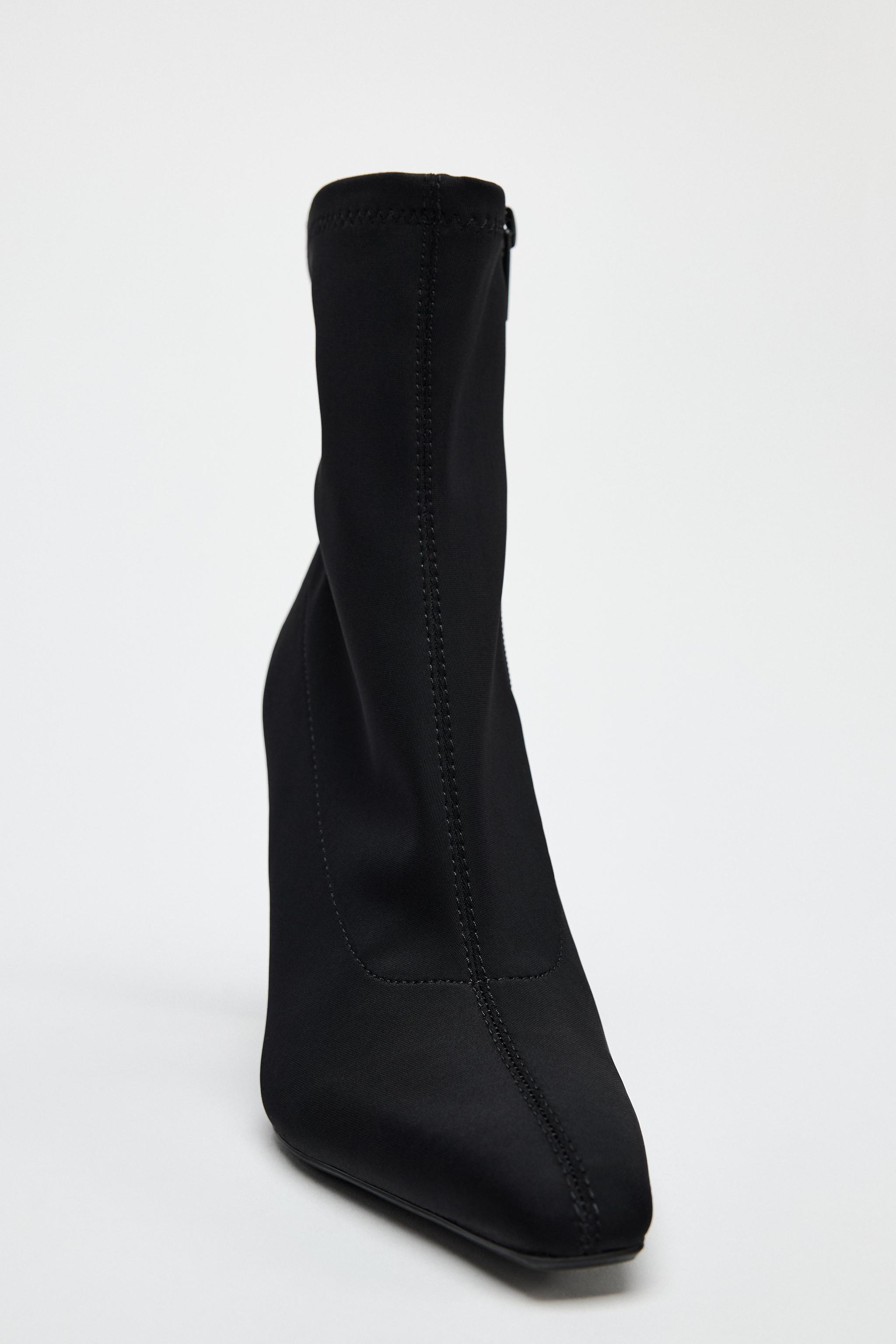 ステッチヒールアンクルブーツ - ブラック | ZARA Japan / 日本