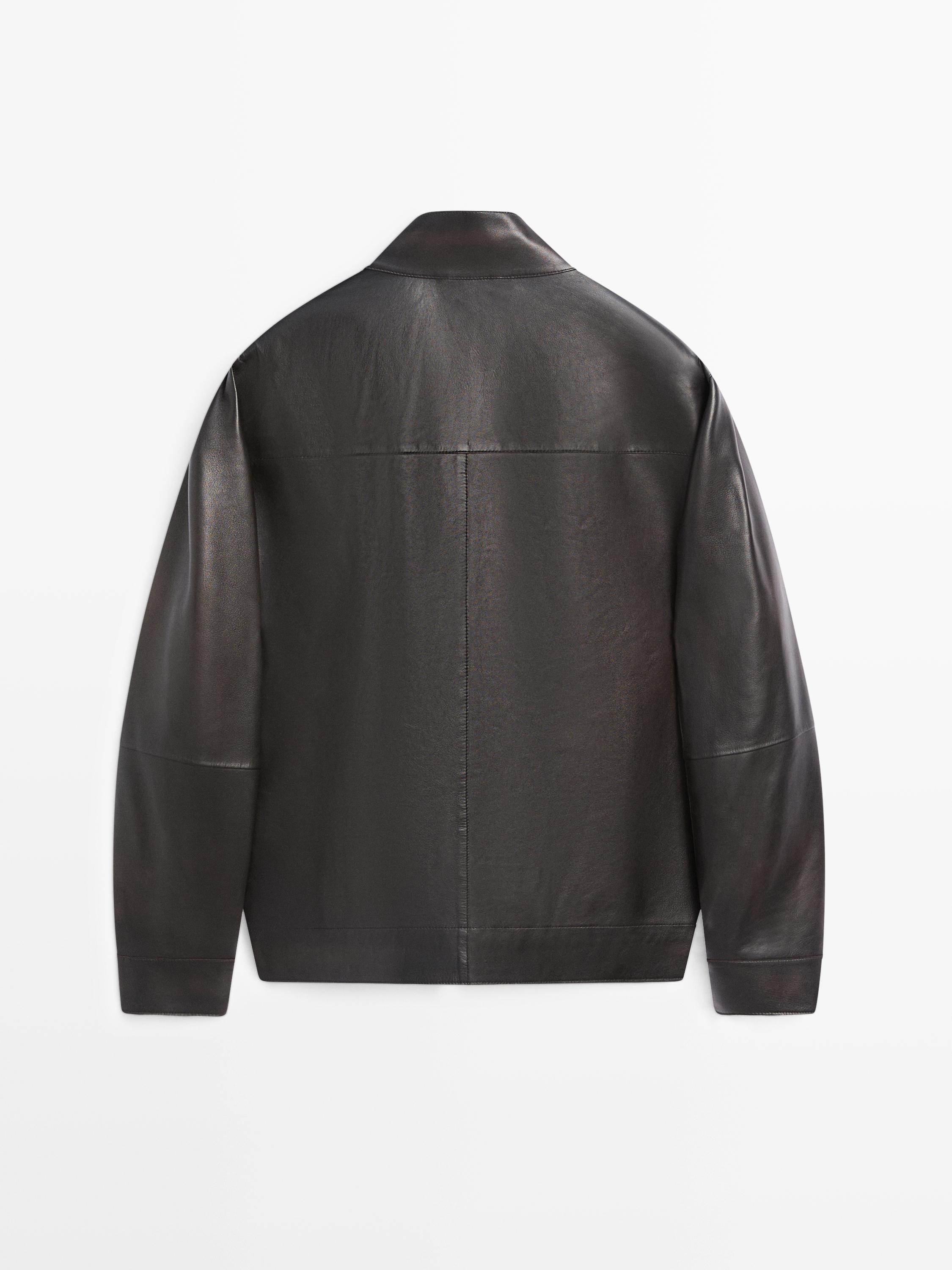 Distressed effect nappa leather jacket