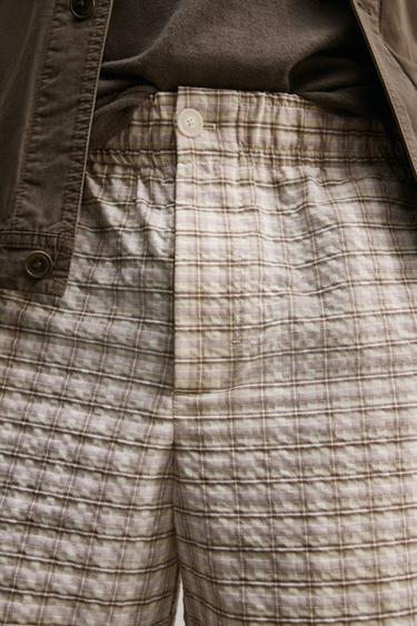 TEXTURED CHECK BERMUDA SHORTS - Beige by Zara - Image 5