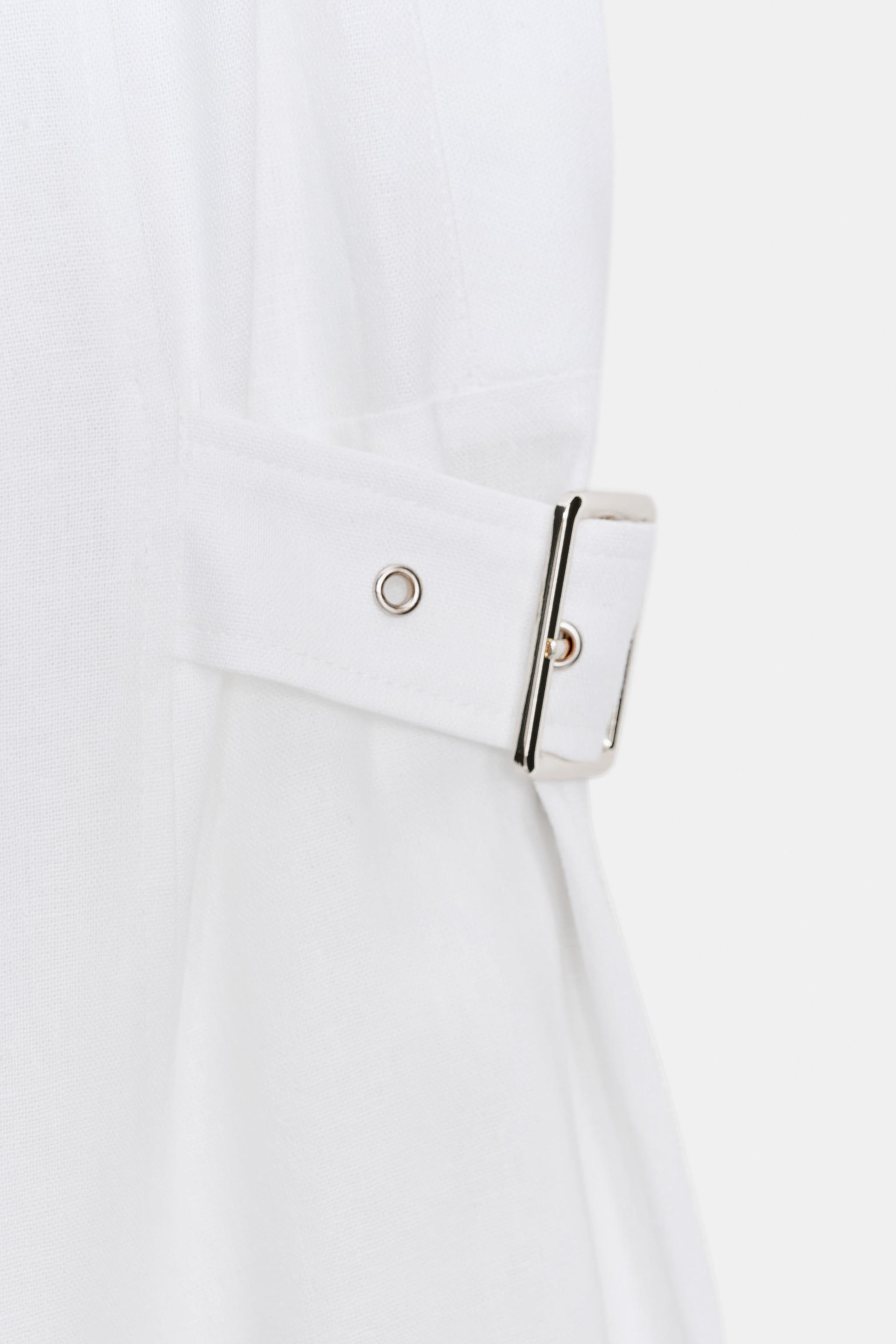 LINEN BLEND BUTTONED MIDI DRESS - White | ZARA Australia