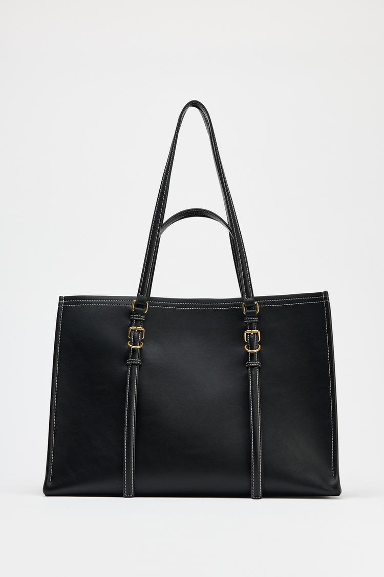 Tote Bag Bolso Shopper Tachuelas Zara Bolsa Bolso Negro Acolchado