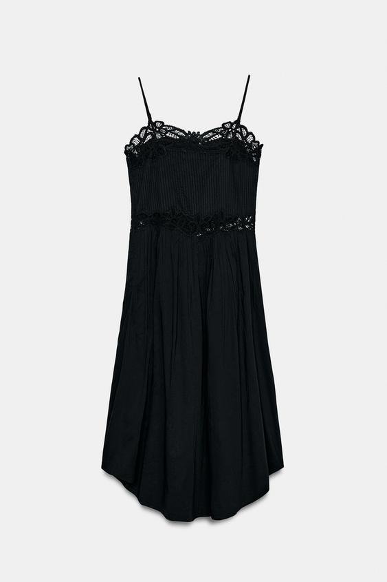 zara lace midi dress Zara | Dresses | Zara Black Satin Midi Lace Dress Sz M