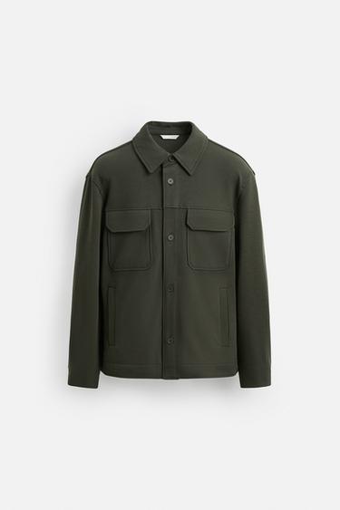 COMFORT TEXTURED OVERSHIRT - Dark green by Zara