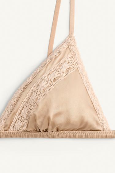 SOUTIEN-GORGE EN SOIE ET DENTELLE LIMITED EDITION - rose poudré de Zara - Image 4