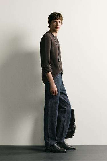 Zara REGULAR FIT STRUCTURED JUMPER - Chocolate