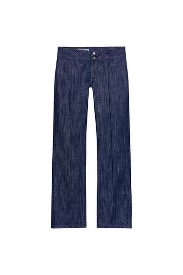 جينز TRF مستقيم خصر منخفض - أزرق مصطبغ الخاص بـ Zara