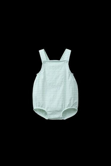 Zara GINGHAM ROMPER - Sea green - Image 0