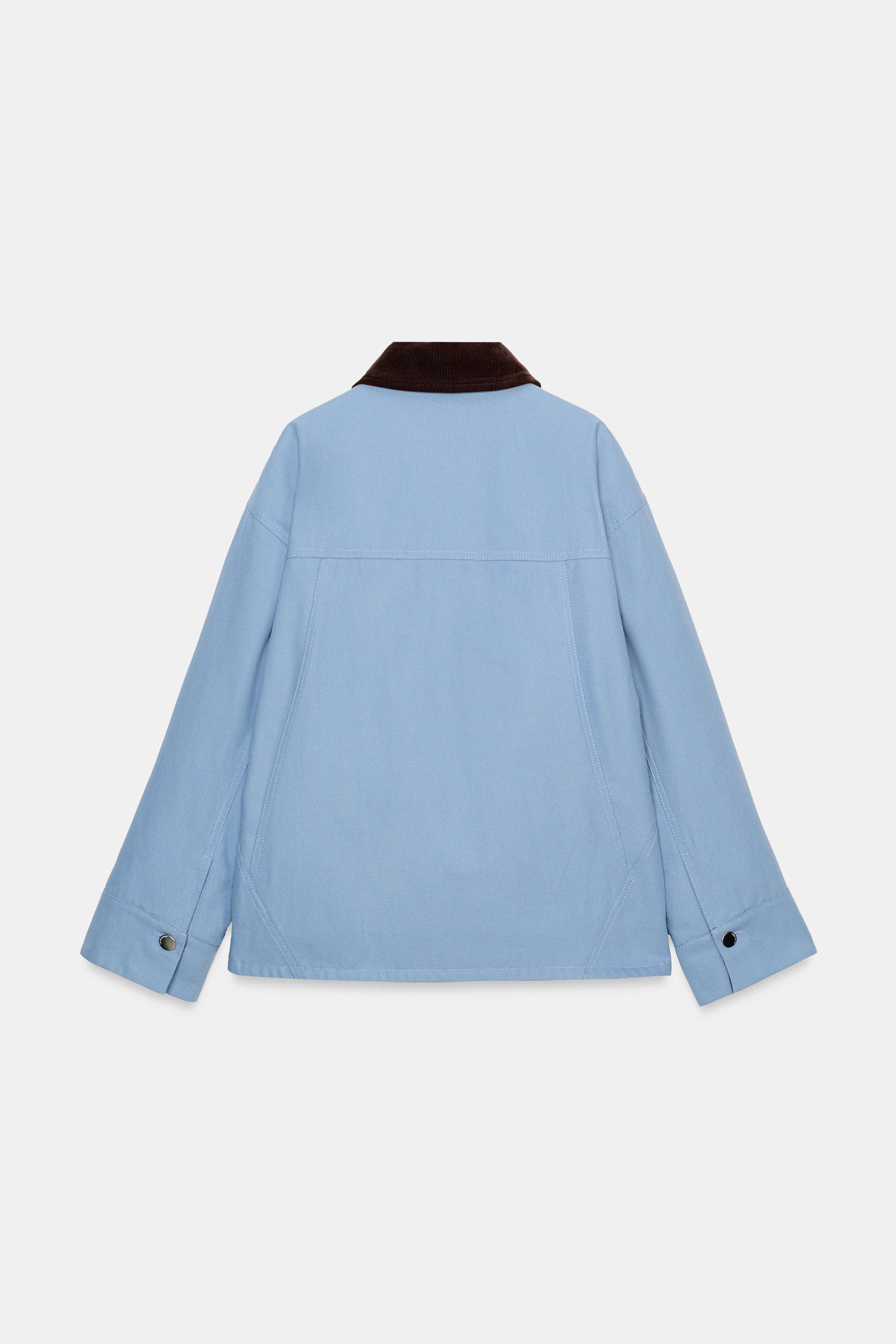 コントラストカラーパフジャケット - 空色 | ZARA Japan / 日本