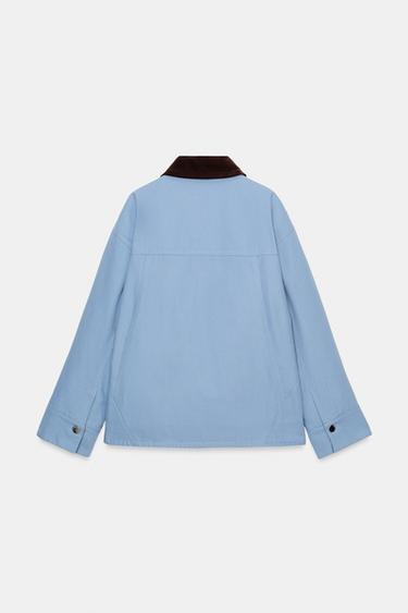 QUILTED JACKET WITH CONTRAST COLLAR - Sky blue by Zara - Image 9