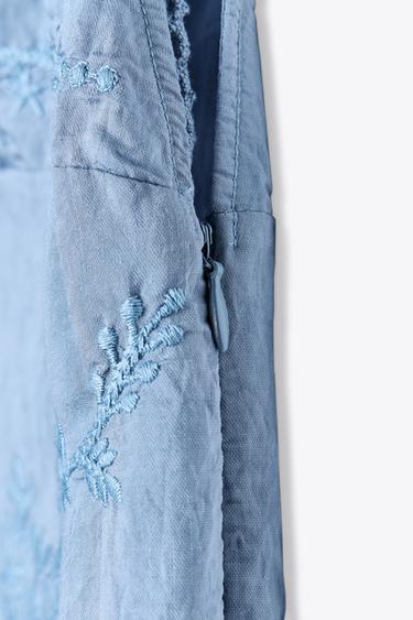 ROBE MIDI BRODÉE - Bleu de Zara - Image 7
