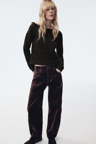 JERSEY PUNTO OFF SHOULDER - Marrón de Zara - Imagen 0