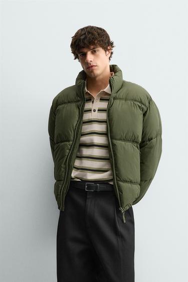 Zara POCKET PUFFER JACKET - GREENISH