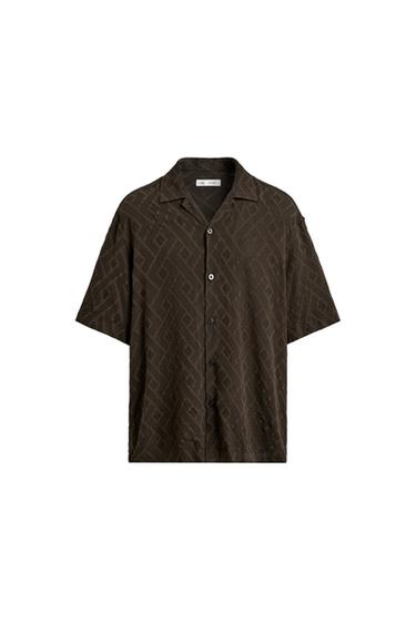 CAMISA JACQUARD GEOMÉTRICO - Marrón de Zara