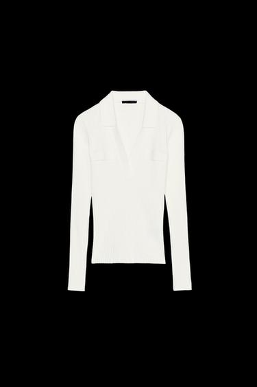 CAMISETA CANALÉ CUELLO POLO - Blanco roto de Zara - Imagen 0