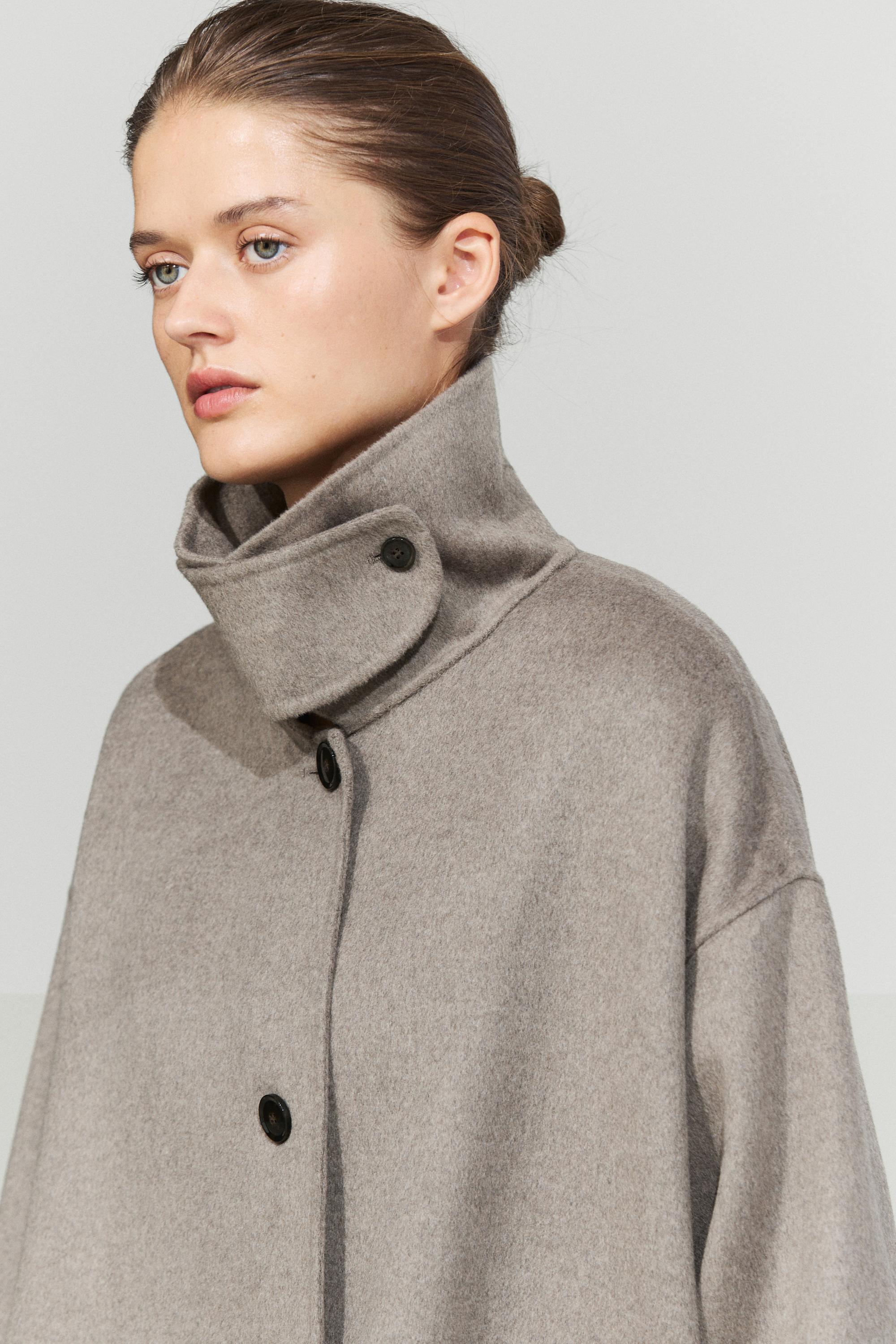 Long wool-blend coat with collar detail