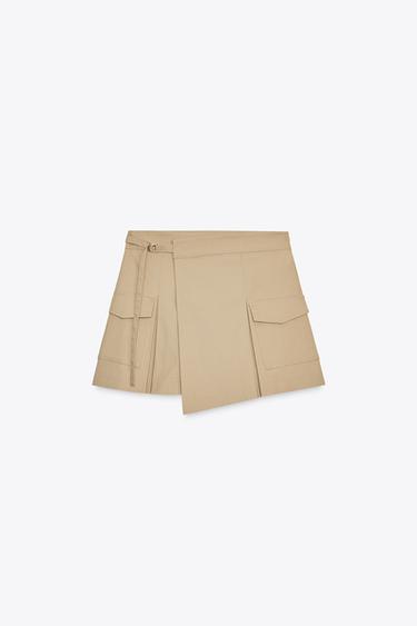 Zara CARGO SKORT - Light camel