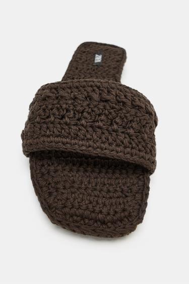 SANDALES PLATES EN CROCHET - Marron de Zara - Image 5