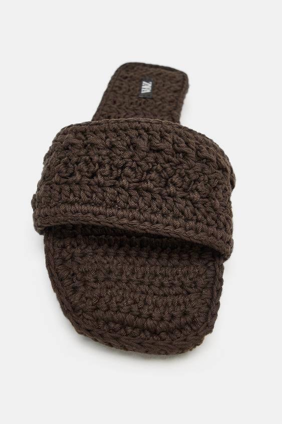 SANDALES PLATES EN CROCHET - Marron de Zara - Image 5
