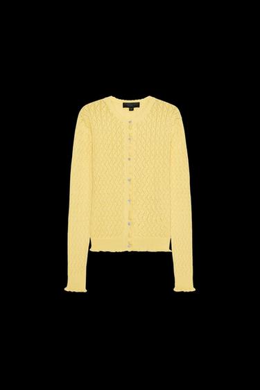 POINTELLE-STRICKJACKE MIT VOLANTS - Hellgelb von Zara - Bild 0