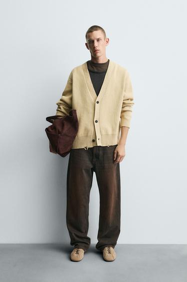 CARDIGAN CÔTELÉ EFFET DÉCHIRURES - Vanille de Zara