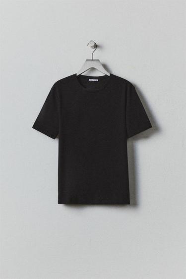Zara BASIC SLIM FIT T-SHIRT - Black