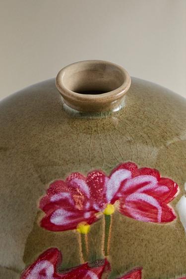 VASE GRÈS FLORAL - Vert de Zara - Image 1