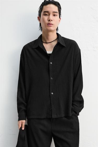 FLOWY CRINKLED-EFFECT OVERSHIRT - Black by Zara