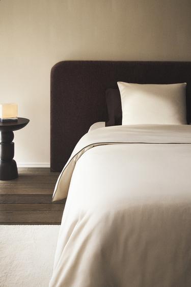 Zara SATEEN DUVET COVER WITH PIPING - Light gray