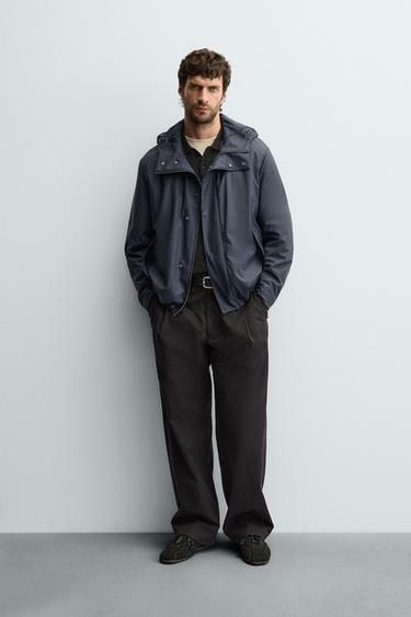 RUBBERISED EFFECT PARKA WITH HOODIE - Ink blue by Zara