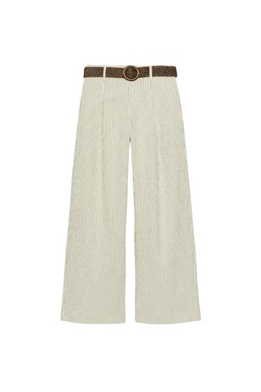 PANTALONS AMPLES DE RATLLES AMB CINTURÓ - Cru de Zara