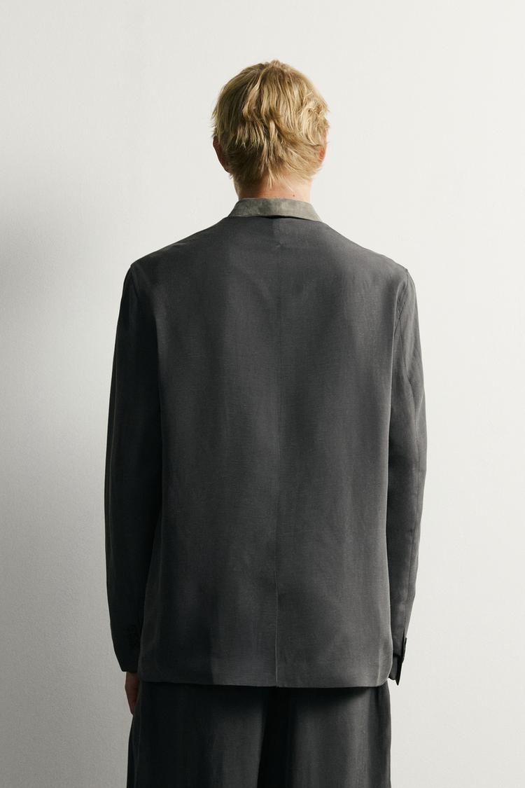 Blazer sastre sin cuello de corte relajado 3