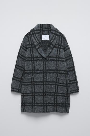 CHECK COAT - Mid-grey by Zara