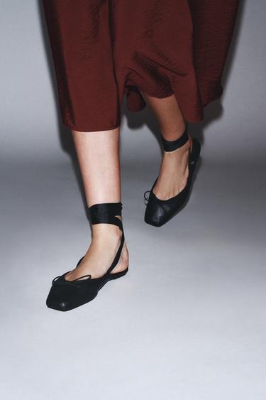 FLAT SLINGBACK BALLET FLATS - Black by Zara - Image 1