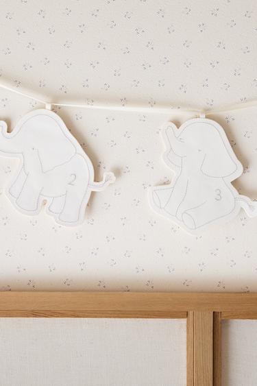 ELEPHANTS BABY MONTHLY BIRTHDAY GARLAND - Cream by Zara