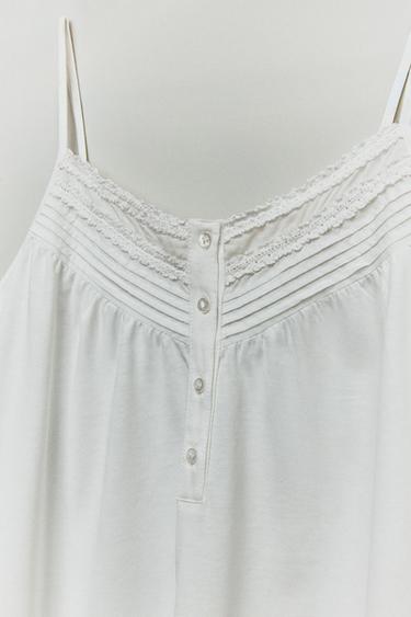 EMBROIDERED COTTON NIGHTDRESS - White by Zara - Image 4