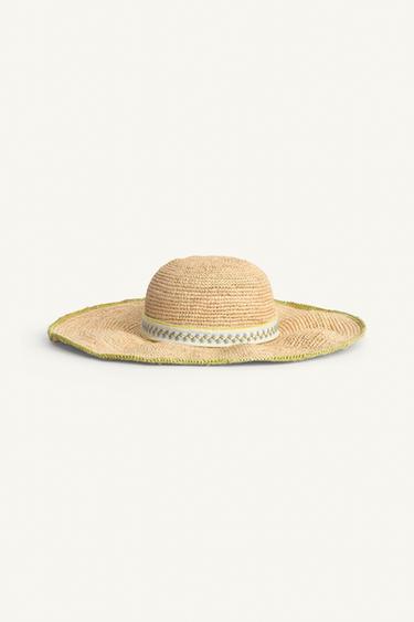 LIMITED EDITION EMBROIDERED RAFFIA HAT - Light beige by Zara